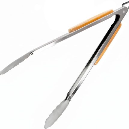 BBQ Tongs for Grill - 17" Professional Grade Barbecue Tongs for Cooking- Solid & Sturdy - Built with 304 Grade Stainless Steel and Acacia Wood - Heavy Duty Built to Last Kitchen essential.
