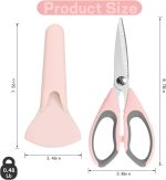 2 Pack Kitchen Heavy Duty Scissors with Magnetic Holder,Dishwasher Safe Shears for BBQ,Kitchen,Stainless Steel Scissor All Purpose,(Blue,Pink) - Image 2