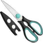 All Purpose Kitchen Shears with Protective Sheath, 8 Inch, Dishwasher Safe, Stainless Steel Food Scissors with Micro-Serrated Blades, Soft Grip Comfort Handle, Durable Utility Kitchen Shears