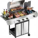 3-Burner Propane Gas Grill with Side Burner, 34,000 BTU Stainless Steel BBQ Grill – Heavy-Duty Porcelain-Enameled Grates for Patio and Outdoor Cooking