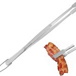 13 Inch Food Tweezers Stainless Steel Cooking Tongs Tweezers Long Professional Metal Tongs for Cooking Skinny Tinned Fish Tong for Cookings, Chef, Serving Food