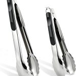 2 Pcs 9/12 Inch Kitchen Tongs for Cooking, BBQ & Salad | Heat-Resistant Stainless Steel Locking Tongs Set, Dishwasher Safe - Premium Kitchen Appliances & Cooking Tools