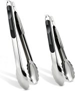2 Pcs 9/12 Inch Kitchen Tongs for Cooking, BBQ & Salad | Heat-Resistant Stainless Steel Locking Tongs Set, Dishwasher Safe - Premium Kitchen Appliances & Cooking Tools