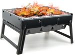 BBQ Barbecue Grill, Portable Folding Charcoal Barbecue Desk Tabletop Outdoor Stainless Steel Smoker BBQ for Picnic Garden Terrace Camping Travel