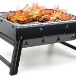 BBQ Barbecue Grill, Portable Folding Charcoal Barbecue Desk Tabletop Outdoor Stainless Steel Smoker BBQ for Picnic Garden Terrace Camping Travel