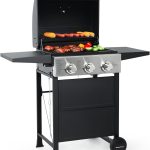 3 Burner BBQ Propane Gas Grill, 472 Sq. In. Cooking Area, 30,000 BTU Stainless Steel Barbecue Grill with Two Foldable Shelves for Outdoor Patio, Backyard