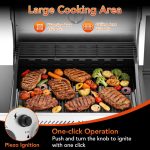 3-Burner Propane Gas Grill with Side Burner, 34,000 BTU Stainless Steel BBQ Grill – Heavy-Duty Porcelain-Enameled Grates for Patio and Outdoor Cooking - Image 2