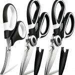 3 Pack Kitchen Scissors & Seafood Scissors Set, Sharp Kitchen Shears | All Purpose Stainless Steel Heavy Duty for Poultry Food Dishwasher Safe with Protective Sheath Comfort-Grip