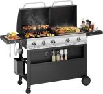 Propane Gas Grill and Griddle Combo with Porcelain-Enameled Cast Iron Grates, Dual Outdoor BBQ Grill with Flat Top Griddle for Barbecue, 696 SQ.IN. Cooking Area