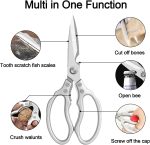 Kitchen Scissors, Multi-Purpose Kitchen Shears, Heavy Duty Dishwasher Safe Food Scissors for Chicken, Poultry, Fish, Meat & Herbs with Non-Slip Grips - Sliver - Image 2