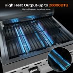 20,000 BTUs Portable Tabletop Gas Grill, 2-Burner Propane Grill with 251 Sq.in Cooking Area, Stainless Steel BBQ Grill with Foldable Legs, Easy Assemble & Clean for Patio, Camping, Tailgate - Image 2