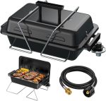 Portable Propane Gas Grill with New 2-in-1 Valve - Compatible with Large Tank & Small Cylinder, Gas Grill with Foldable Legs & Adjustable Regulator,Heavy Duty, Perfect for Outdoor Camping