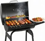 Barrel Charcoal Grill with Warming Rack, Outdoor BBQ Grill with Side Front Table with Spacious Cooking Grid Area for Backyard Patio Picnic Parties Camping, Black - Image 2