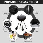 22 Inch Portable Charcoal Grill – Heavy-Duty Round BBQ Grill with Thickened Grilling Bowl, Sturdy with 4 Legs & Wheels for Small Outdoor Barbecue, Camping, Travel, Tailgating & Backyard Cooking - Image 2