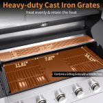 6 Burner Propane Gas Grill with Side Burner, Cast Iron Grates, Plate, Lid and Warming Rack, Large Cabinet Style BBQ Grill for Barbecue Grilling Backyard Cooking, 620 SQ. IN. Cooking Area - Image 2
