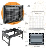 BBQ Barbecue Grill, Portable Folding Charcoal Barbecue Desk Tabletop Outdoor Stainless Steel Smoker BBQ for Picnic Garden Terrace Camping Travel - Image 2