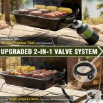 Portable Propane Gas Grill with New 2-in-1 Valve - Compatible with Large Tank & Small Cylinder, Gas Grill with Foldable Legs & Adjustable Regulator,Heavy Duty, Perfect for Outdoor Camping - Image 2