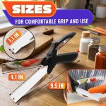 2 in 1 Kitchen Scissors for Food – Stainless Steel 9.5" Tomato Knife Chops Vegetables, Fruit, Cheese, Meat in Seconds | Dishwasher Safe Cutting Board Scissors with Safety Lock – Kitchen Gift for Dad - Image 2