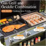 Propane Gas Grill and Griddle Combo with Porcelain-Enameled Cast Iron Grates, Dual Outdoor BBQ Grill with Flat Top Griddle for Barbecue, 696 SQ.IN. Cooking Area - Image 2