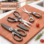 3 Pack Kitchen Scissors & Seafood Scissors Set, Sharp Kitchen Shears | All Purpose Stainless Steel Heavy Duty for Poultry Food Dishwasher Safe with Protective Sheath Comfort-Grip - Image 2