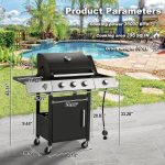MELLCOM Upgraded 36,000 BTU Stainless Steel Burner Barbecue Grill, 3 Burner BBQ Propane Gas Grill with Cast Iron Grates & Side Stove for Patio, Camping, Outdoor Cooking - Image 2